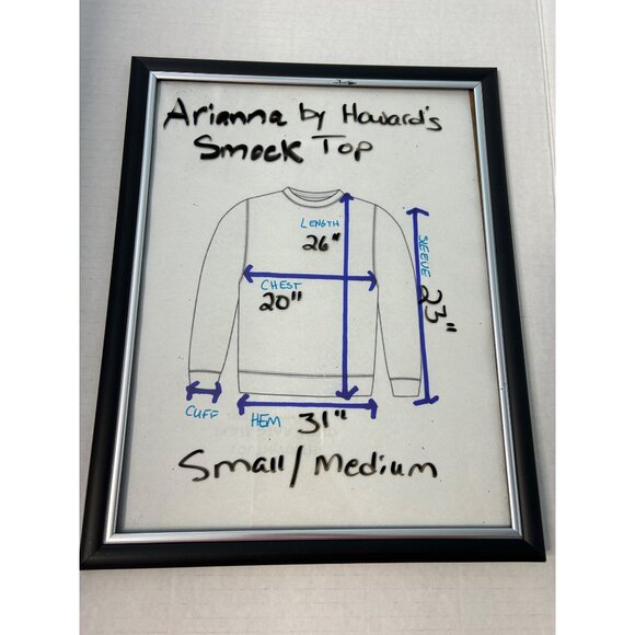 Arianna By Howards Womens Smock Top Tribal Print Navy Open Front Small Medium - Picture 7 of 8